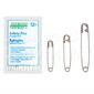 Nickle Platted Safety Pins, Assorted Size, 12's