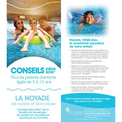 Water Smart Tip Card / Parents with Children 5-12 yrs Old  - French- Pkg-100