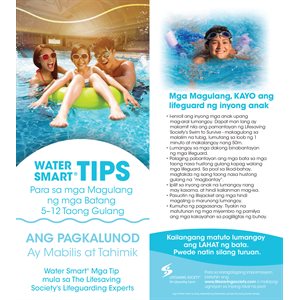 Water Smart Tip Card / Parents with Children 5-12 yrs Old -Tagalog - Pkg - 100