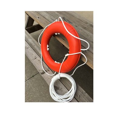 Life Ring Orange (24'' Plastic) with 50ft  White 3 / 8'' Rope