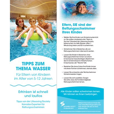 Water Smart Tip Card / Parents with Children 5-12 yrs Old - Dene - Pkg -100