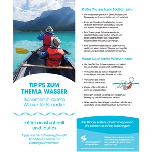 Water Smart Tip Card / Cold Water Safety - German - Pkg-100