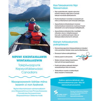 Water Smart Tip Card / Cold Water Safety - Ojibwe - Pkg-100