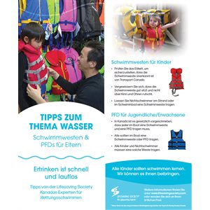 Water Smart Tip Card / Lifejackets & PFD's - German - Pkg - 100