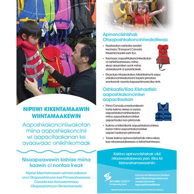 Water Smart Tip Card / Lifejackets & PFD's - Ojibwe - Pkg - 100