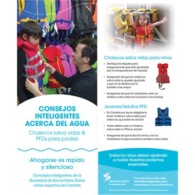 Water Smart Tip Card / Lifejackets & PFD's - Spanish - Pkg - 100