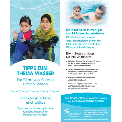 Water Smart Tip Card / Parents with children under 5 - German - Pkg.-100