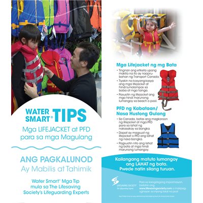 Water Smart Tip Card / Lifejackets & PFD's - Spanish - Pkg - 100